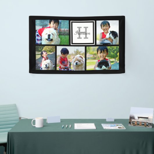 カスタムモノグラムの 5フォトモザイク写真コラージュ 横断幕 (トレードショー)