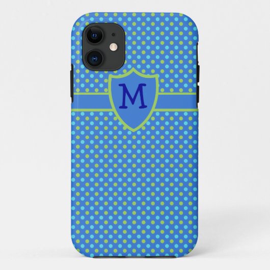 カスタムモノグラムのiPhone 5s ケースブルー水玉模様 Case-Mate iPhoneケース (裏面)