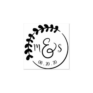 カスタムモノグラムイニシャルズ結婚リースアート ラバースタンプ