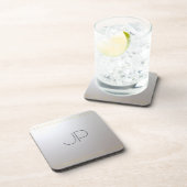 カスタムモノグラムイニシャルテンプレート金ゴールド銀 コースター (右側)