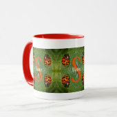 カスタムモノグラムイニシャルネームレディバグアート マグカップ (正面左)