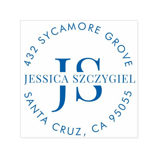 カスタムモノグラムイニシャルフルネーム差出人住所 セルフインキングスタンプ (デザイン)