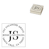 カスタムモノグラムイニシャルフルネーム差出人住所 ラバースタンプ (押印)