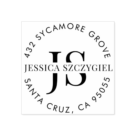 カスタムモノグラムイニシャルフルネーム差出人住所 ラバースタンプ (インプリント)