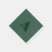 カスタムモノグラムイニシャルレタープレーングリーンレトロ スタンダードカクテルナプキン (角)