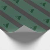 カスタムモノグラムイニシャルレタープレーングリーンレトロ ラッピングペーパー (角)