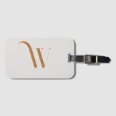 カスタムモノグラムイニシャル名ブラウンタイポグラフィ ラゲッジタグ (正面横)