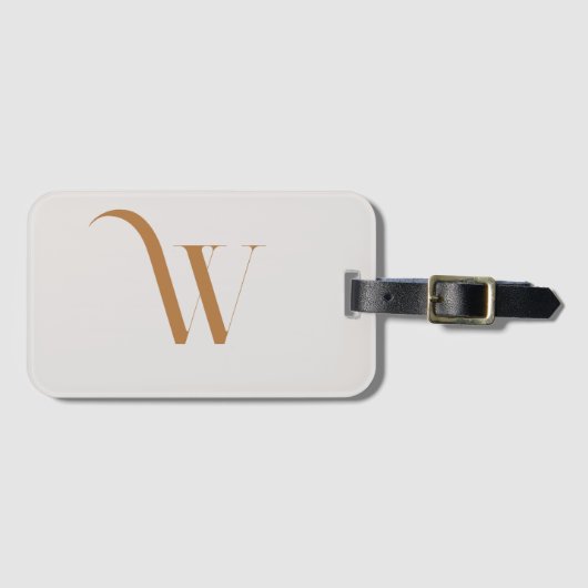 カスタムモノグラムイニシャル名ブラウンタイポグラフィ ラゲッジタグ (正面横)