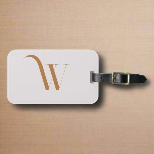 カスタムモノグラムイニシャル名ブラウンタイポグラフィ ラゲッジタグ