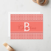 カスタムモノグラムイニシャル名幾何学的パターン ノートカード (正面/裏面インサイチュ)