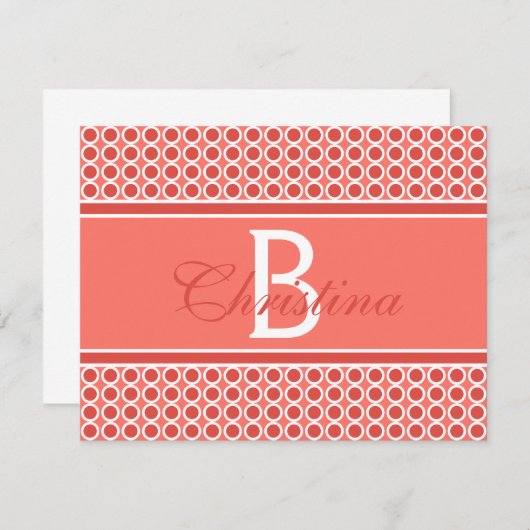 カスタムモノグラムイニシャル名幾何学的パターン ノートカード (正面/裏面)