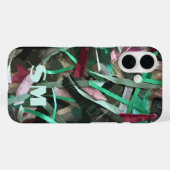 カスタムモノグラムイニシャル抽象ストライプグリーン+レッド Case-Mate iPhoneケース (裏面 (横))