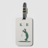 カスタムモノグラムエレガントグリーパーソナライズされたンゴルフ ラゲッジタグ (正面縦)