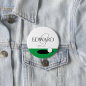 カスタムモノグラムエレガントゴルフプレーヤー名ボタン 缶バッジ (インサイチュ)