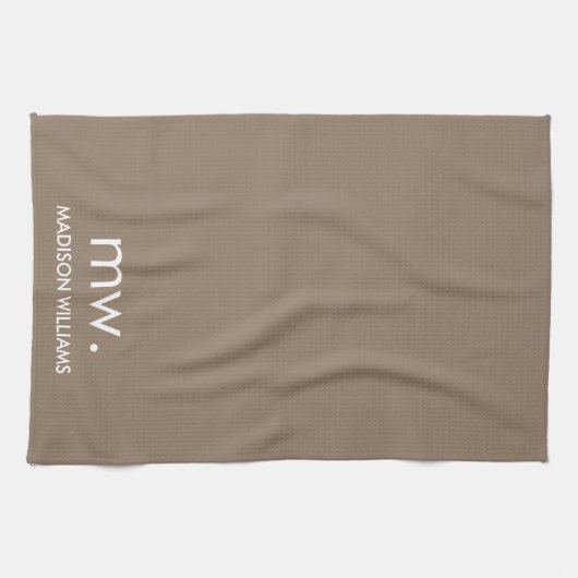 カスタムモノグラムエレガントパスタイリッシュステル キッチンタオル (横)