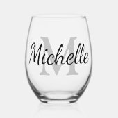 カスタムモノグラムエレガント茎なしワイングラス ステムなしワイングラス (正面)