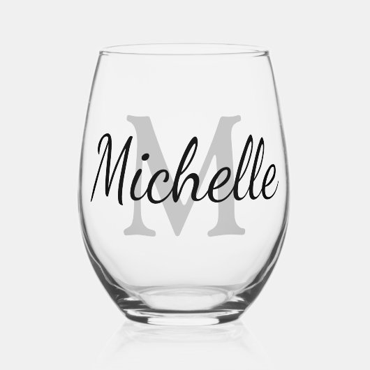 カスタムモノグラムエレガント茎なしワイングラス ステムなしワイングラス (正面)
