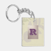 カスタムモノグラムエレガント葉柄 キーホルダー (正面左)