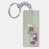 カスタムモノグラムエレガント葉柄 キーホルダー (正面左)