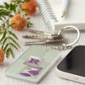 カスタムモノグラムエレガント葉柄 キーホルダー (正面右)
