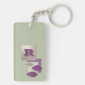 カスタムモノグラムエレガント葉柄 キーホルダー (裏面)