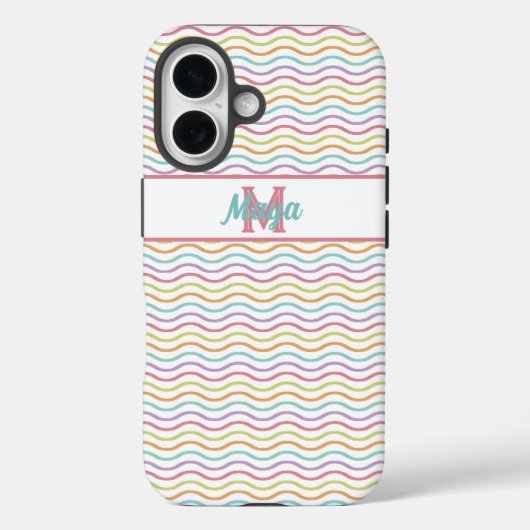 カスタムモノグラムカラフルウェーストライプクPASTEL Case-Mate iPhoneケース (裏面)