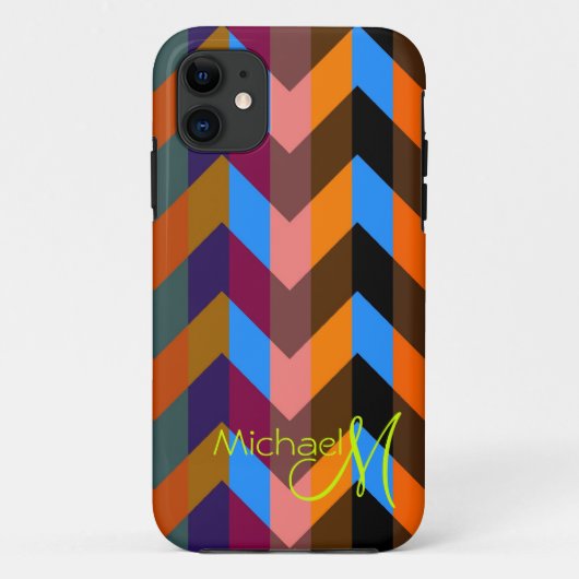 カスタムモノグラムカラフルシボロンジグザグ6 Case-Mate iPhoneケース (裏面)