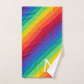 カスタムモノグラムカラフルレインボーバスタオルセット バスタオルセット (ハンドタオル)