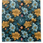 カスタムモノグラムカラフル花模様 シャワーカーテン (正面)