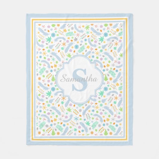 カスタムモノグラムガールフリースブランケット、中 フリースブランケット (正面)
