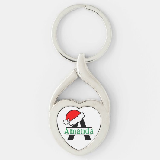 カスタムモノグラムクリスマスパーソナライズされたモノグラムの キーホルダー (正面)