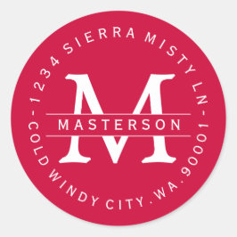 カスタムモノグラムクリスマス差出人住所ラベルII ラウンドシール