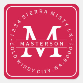 カスタムモノグラムクリスマス差出人住所 スクエアシール