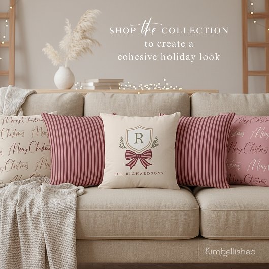 カスタムモノグラムクレストボウクリスマス装飾用クッション クッション