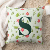 カスタムモノグラムグリーンガーデニング クッション (ブランケット)