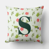 カスタムモノグラムグリーンガーデニング クッション (正面)