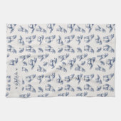 カスタムモノグラムコケガーリーットピンクフェミニン キッチンタオル (横)