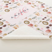 カスタムモノグラムコケガーリーットピンクフェミニン シェルパブランケット (3/4)