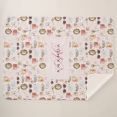 カスタムモノグラムコケガーリーットピンクフェミニン シェルパブランケット (正面(横))