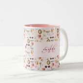 カスタムモノグラムコケガーリーットピンクフェミニン ツートーンマグカップ (正面右)