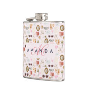 カスタムモノグラムコケガーリーットピンクフェミニン フラスク (左)