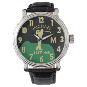 カスタムモノグラムゴルフ名花婿介添人グフィット結婚ズ 腕時計