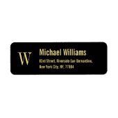 カスタムモノグラムゴールデンモダン差出人住所ラベル ラベル (正面)