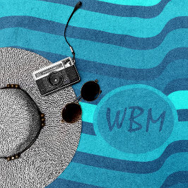 カスタムモノグラムシェードオブブルービーチタオル ビーチタオル