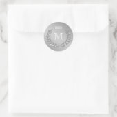 カスタムモノグラムシルバーグレーローレルリース ラウンドシール (バッグ)