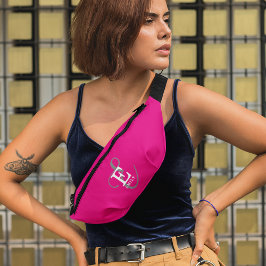 カスタムモノグラムスタイリッシュタイポグラフィホットピンク ファニーパック