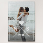 カスタムモノグラムスタイリッシュ愛ハート矢印2024 ジグソーパズル (縦)