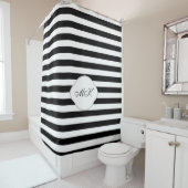カスタムモノグラムストライプオンブラックカスタムカラー シャワーカーテン (インサイチュ)