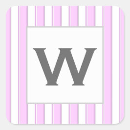カスタムモノグラムストライプピンクオンホワイト スクエアシール