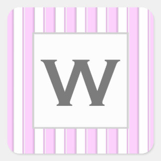 カスタムモノグラムストライプピンクオンホワイト スクエアシール